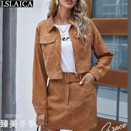 Fall Clothes for Women Solid Colour Fashion Half Length Skirt with Short Top Suit Office Lady Women's Wild Two-piece 210515