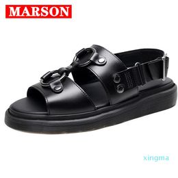 Sandals Men Shoes Summer Leather Breathable Gladiator Ladies Slide Buckle Strap Casual Roman Beach