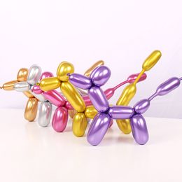 12Pcs/Pack Metal Magic Balloons With Thicken Colorful Creativity Long Balloon For Child Toy Wedding Birthday Party Shop Window Home DIY Decoration Supplies
