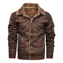 Mens Vintage Leather Jackets Motorcycle Stand Collar Fumbled Pockets Male Biker PU Coats Fashion Outerwear 211009