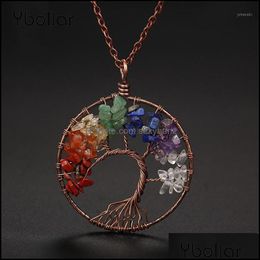 & Jewelry Pendant Necklaces 7 Chakra Tree Of Life Necklace Copper Crystal Natural Stone Quartz Stones Pendants Handcraft Women Gift1 Drop De