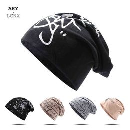 Caps Warm Winter Stars Print Cotton Knitted Hat Hip-hop Cap Graffiti Beanies Five-pointed Star Toe Caps Men's And Women's Caps Y21111