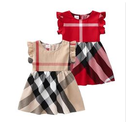 Lovely Summer Baby Girls Princess Dresses Kids Sleeveless Vest Dress Cotton Children Plaid Skirts Girl Skirt 1-7 Years