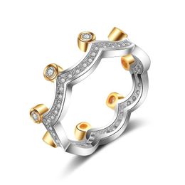 Argento / oro color cz anelli corona zirconia anello di cristallo per le donne ragazze gioielli all'ingrosso goccia regalo band