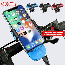 Bike Lights Bicycle Led Light Headlight With Horn Bell MTB USB Rechargerable Waterproof Accessories
