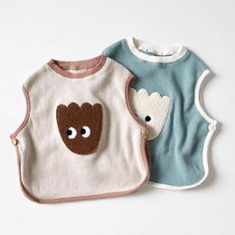 Newborn Baby Vest Cartoon Bear Print Autumn Sleeveless T-shirt For Kids Boys Girls Tops Tee Cotton Fashion Baby Clothing 210413