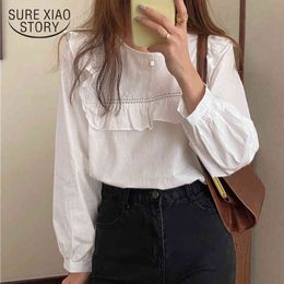 Autumn Ruffles White Shirt Long Sleeve Vintage Harajuku Shirts For Korean Style Blouses Women Casual Tops 11669 210415