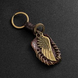 Men's and Women's Fashion Trend Braided Musical Note Compass Wings Leather Alloy Keychain Decoration Jewelry Gift G1019