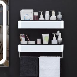 Wall Mounted Storage Shelves Bathroom Shelf Towel Racks In The Kitchen Organiser Accessories Shower 210423