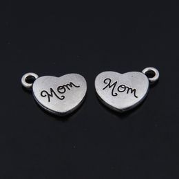 Tibetan Silver Letter Mom Pendant Heart Shaped Charms Small Jewellery Accessories