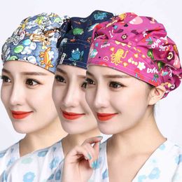 New Cotton operating room hat printing hat sweat-absorbent pet hospital work hat nursing scrubs cap