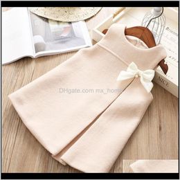 Clothing Baby Kids Maternity Drop Delivery 2021 Girls Fashion Wool Bow Sleeveless Party For Girl 2 3 4 5 6 Years Baby Princess Dress Toddler