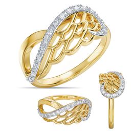 Fashion Wing Shape Hollow Ring Women Men Twist Geometric Rhinestone Finger Rings Wedding Party Jewellery Gifts Accessories