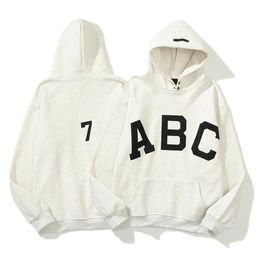 Autumn and winter men's sweatshirts high street sweater ABC flocked printing FOG loose hoodie