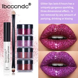 IBCCCNDC DIY Glitter flytande läppstift glänsande läppglans diamant vattentät långvarig lipgloss kit 4pcs / set
