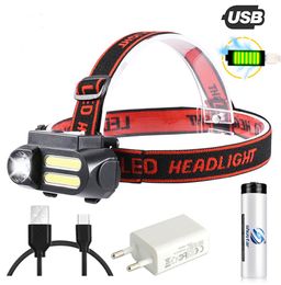 Super Bright LED Headlamp COB Work Light 4 Lighting Mode Waterproof Headlight Powered By 18650 Battery