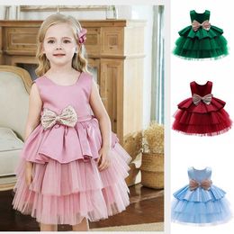 Summer Baby Girls Dress 1 2 3 4 5 Years Bow Backless Wedding Kids Gown Birthday Children's Dresses Girls Princess Vestidos Wear Q0716