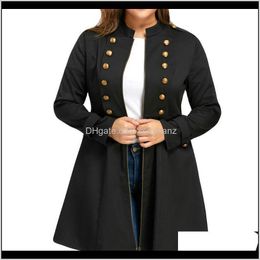 Outerwear & Coats Womens Clothing Apparel Drop Delivery 2021 Coat For Women Plus Size Vintage Double-Length Breasted Flare Casual Solid Trenc