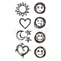 Sun/Stars/Smiley Face Makeup Temporary Tattoo Body Art Sticker Waterproof Tatoo For Women Men Adults Fake