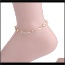 clad women UK - Anklets Drop Delivery 2021 Selling Jewelry Copper Clad Diamond Fashion Personality Explosion Models Womens Bracelet Anklet Wholesale Ymfjv