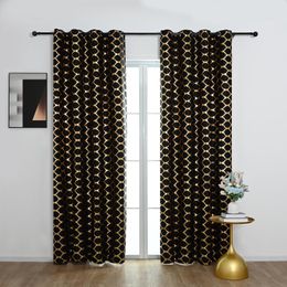 Curtain & Drapes Lantern Bronzing And Silver Window Screen Bedroom Modern Black Golden Geometric Diamond Shape Curtains For Living Room #6
