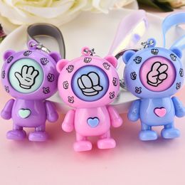 Bear Design Keychains Mora Device Key Ring Chains Holder Rock Paper Scissors Finger Guessing Play Game Toys Animal Pendant Bag Cha297Z