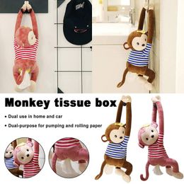 paper napkins holders UK - Storage Bags Creative Cute Cartoon Monkey Home Office Car Hanging Paper Napkin Tissue Box Cover Holder Portable Soft 3D Animals