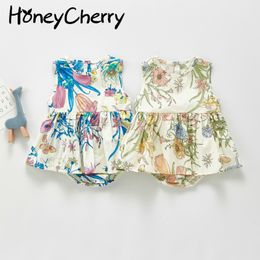 Summer paragraph female baby princess dress Romper climbing clothes leotard triangle skirt girl 210515