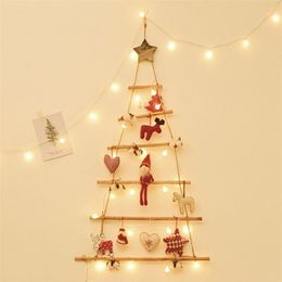 Nordic Style DIY Wooden Christmas Tree Artificial Fake Kids Gifts Ornaments Wall Hanging Decoration for Home 211019