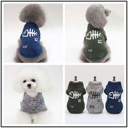 dog Apparel autumn and winter cat clothing teddy pet small dogs pets clothes fish bone sweater