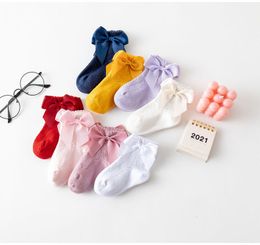 Baby Girls Socks Toddlers Bow Long Sock Kids Knee High Soft Cotton Mesh Style Children 0-5 Years 5 pair