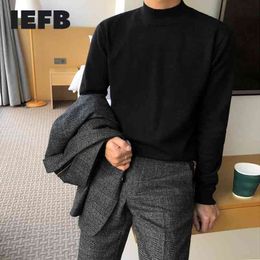 IEFB Korean half high neck sweater for men Spring Autumn lightweight basic kintwear tops casual Pullover bottoming clothes 210524