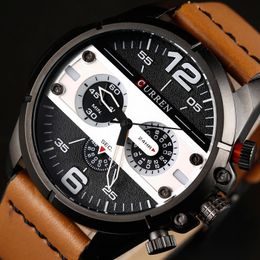 CURREN Men Watches Luxury Brand Mens Fashion Sport Quartz Watch Male Leather Waterproof Analogue Wristwatch Relogio Masculino 210517