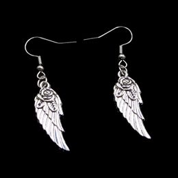 New Fashion Handmade 30*12mm Angel Wings Flower Earrings Stainless Steel Ear Hook Retro Small Object Jewellery Simple Design For Women Girl Gifts