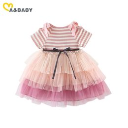 3M-4Y Toddler Infant born Baby Girls Tutu Dress Knitted Off Shoulder Bow Tulle Party Dresses For 210515