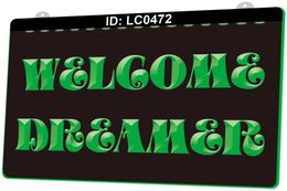 LC0472 Welcome Dreamer Light Sign 3D Engraving
