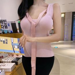 Halter Bandage Women Cotton Underwear Tank Vest Summer Womens Camisole Sleeveless Slim Skinny Solid 210417
