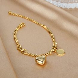 Fashion Concise Metal Chain Heart And Round Sheet Charms Hand Bracelet 3 Colours Chains Link Bracelets Wholesale