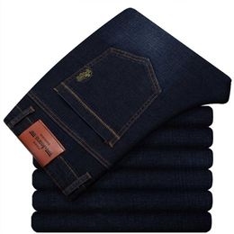 Autumn Winter Men'S Stretch Plus Size Jeans Business Casual Loose Elasticity Denim Trousers Male High-End Brand Slim Pants 211108