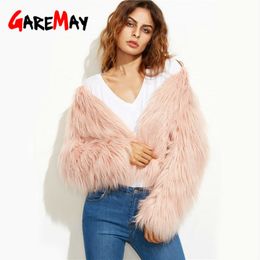 winter warm fur coat for women faux with short tide Colour matching pink women's from plush 210428