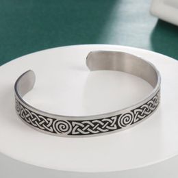 Bangle My Shape Cuff Bangles For Men Women Celtics Knot Spiral Black Silver Colour Stainless Steel Bracelet Retro Viking Jewellery