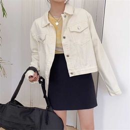 Autumn Winter Women Denim Jeans Jacket Pockets Streetwear Short Fashionable Korean Style Oversized Lady Tops JK8060 211112