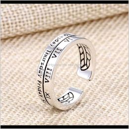 Cluster Rings Jewellery Drop Delivery 2021 Korean East Gate Smile Face Copper Plated Thai Sier Mens Old Fashion Opening Adjustable Lovers Ring