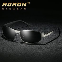 AORON Mens Polarised Sunglasses Alloy Frame Classic Rectangle Sun Glasses 100% UV protection Anti-Reflective Coating Goggles