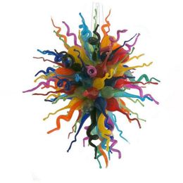 Hand Blown Glass Chandelier Pendant Lamp Colorful Hotel Lobby Art Decor American Chihuly Chandeliers Suspension LED Light 70 by 90 CM