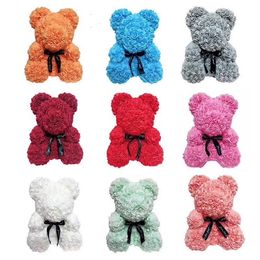 25cm Soap Foam Bear of Roses Teddi Rose Flower Artificial New Year Gifts for Women Valentines Gift Christmas Plush Bears 9 Colours EMSSensory DHL