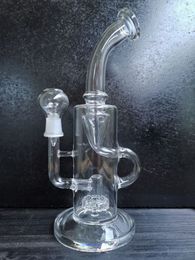 Bong 9.5 Inch tall oil burner dab rig glass oil rigs recycler smoking water pipe clear green joint size 14.4mm glass recycler oil rig zeusart shop selling