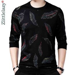 Designer Pullover Feather Men Sweater Mensthin Jersey Knitted Sweaters Mens Wear Slim Fit Knitwear Fashion Clothing 41241 210813