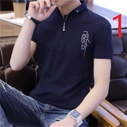 Cotton short-axis men have led short-sleeved t-shirt summer thin men's body blood lapel blouse 210420