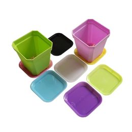 Planters & Pots 7 Pieces Plastic Square Flower Tray Home Garden Office Succulent Plant Pot Greenhouse Nursery